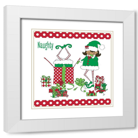 Naughty Elves White Modern Wood Framed Art Print with Double Matting by Metz, Andi