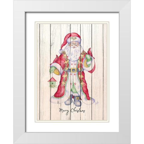 Santa and Cardinal I White Modern Wood Framed Art Print with Double Matting by Metz, Andi