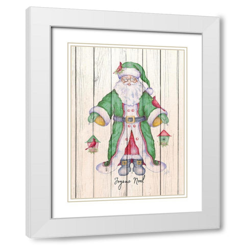 Santa and Cardinal II White Modern Wood Framed Art Print with Double Matting by Metz, Andi