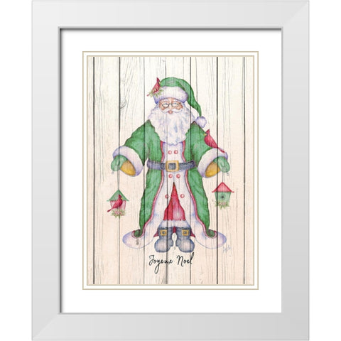 Santa and Cardinal II White Modern Wood Framed Art Print with Double Matting by Metz, Andi