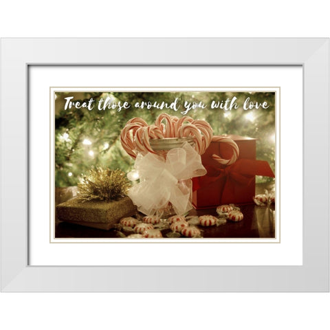 Treat Those with Holiday Love White Modern Wood Framed Art Print with Double Matting by Wilson, Kali