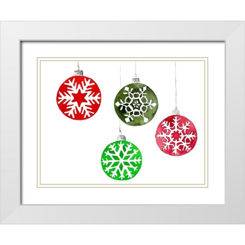 Christmas Ornaments White Modern Wood Framed Art Print with Double Matting by Loreth, Lanie