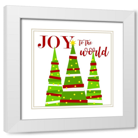 Joy to the World White Modern Wood Framed Art Print with Double Matting by Quach, Anna