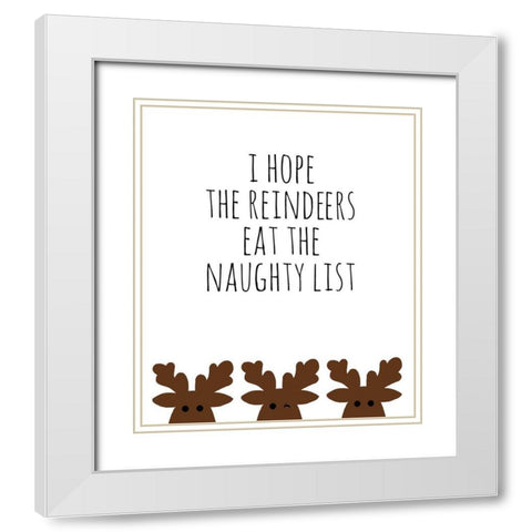 Naughty List White Modern Wood Framed Art Print with Double Matting by Quach, Anna