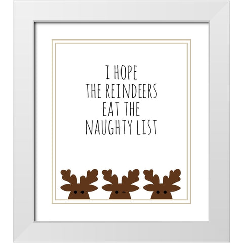 Naughty List White Modern Wood Framed Art Print with Double Matting by Quach, Anna