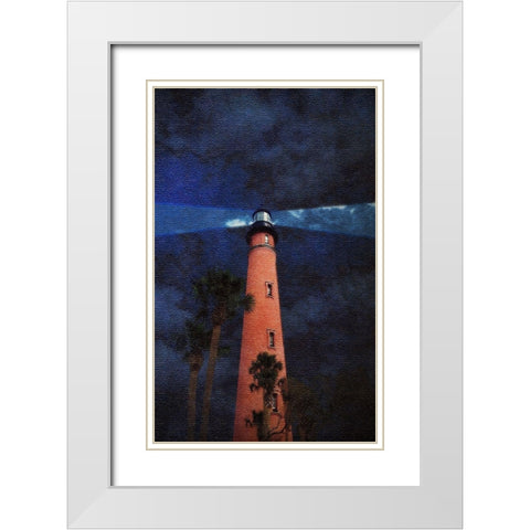 Lighthouse Nights White Modern Wood Framed Art Print with Double Matting by Wilson, Kali