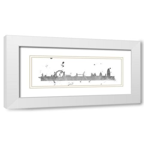 London Skyline White Modern Wood Framed Art Print with Double Matting by Quach, Anna