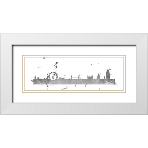 London Skyline White Modern Wood Framed Art Print with Double Matting by Quach, Anna