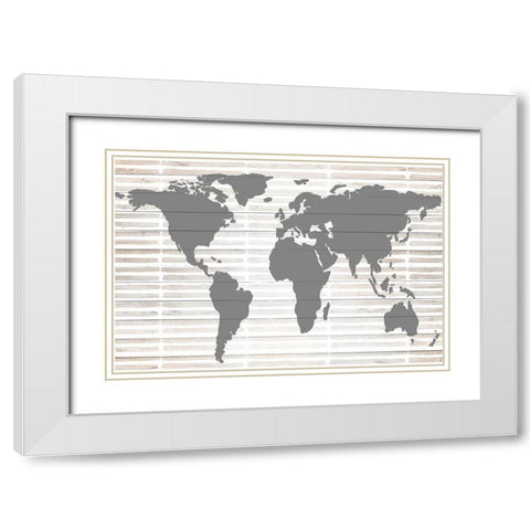 Grey Global White Modern Wood Framed Art Print with Double Matting by Quach, Anna