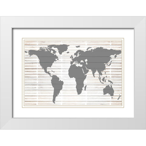 Grey Global White Modern Wood Framed Art Print with Double Matting by Quach, Anna