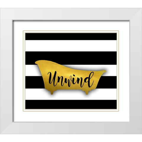 Unwind Bath White Modern Wood Framed Art Print with Double Matting by Quach, Anna