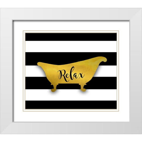 Relax Bath White Modern Wood Framed Art Print with Double Matting by Quach, Anna
