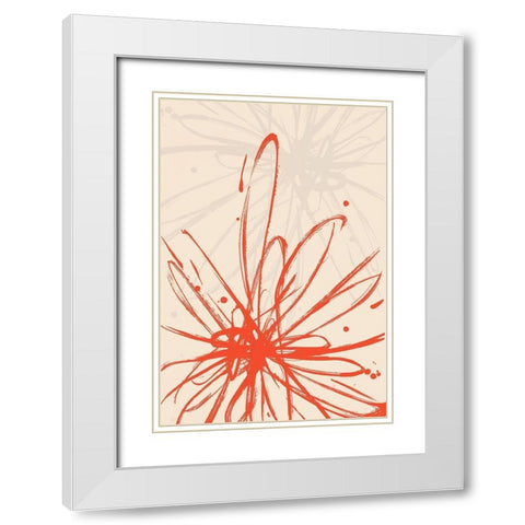 Mandarin Burst I White Modern Wood Framed Art Print with Double Matting by Hewitt, L.