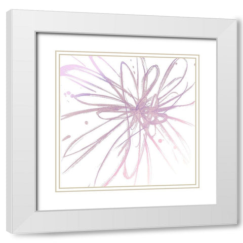 Pink Burst I White Modern Wood Framed Art Print with Double Matting by Hewitt, L.