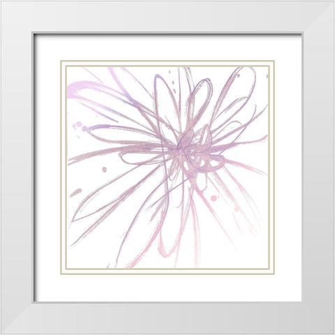 Pink Burst I White Modern Wood Framed Art Print with Double Matting by Hewitt, L.