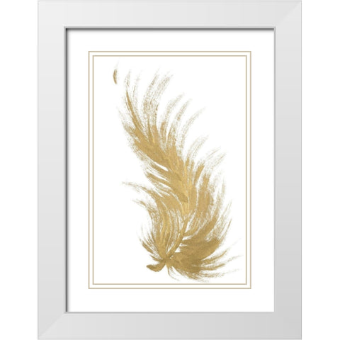 Gold Feather II White Modern Wood Framed Art Print with Double Matting by Hewitt, L.