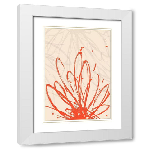 Mandarin Burst II White Modern Wood Framed Art Print with Double Matting by Hewitt, L.