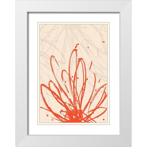 Mandarin Burst II White Modern Wood Framed Art Print with Double Matting by Hewitt, L.