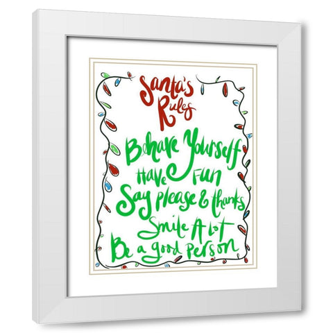 Santas Rules White Modern Wood Framed Art Print with Double Matting by SD Graphics Studio