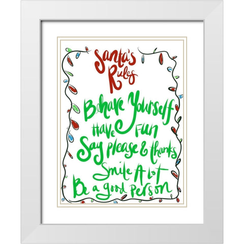 Santas Rules White Modern Wood Framed Art Print with Double Matting by SD Graphics Studio