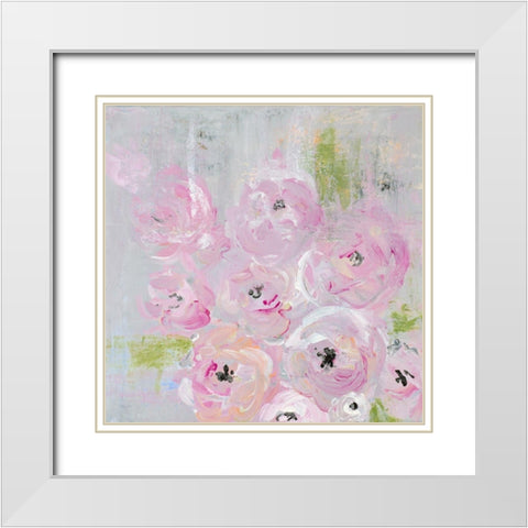 Field of Roses White Modern Wood Framed Art Print with Double Matting by James, Nola