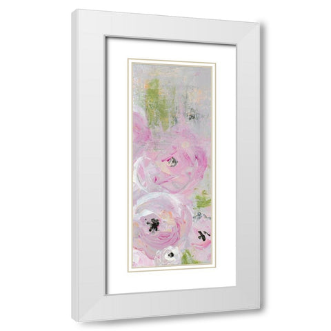 Pink Pastel Floral I White Modern Wood Framed Art Print with Double Matting by James, Nola