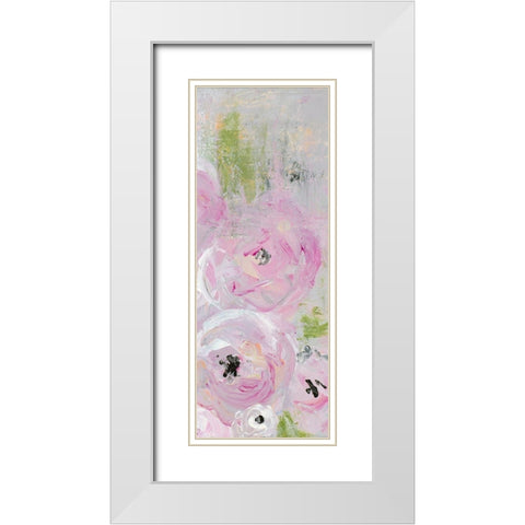 Pink Pastel Floral I White Modern Wood Framed Art Print with Double Matting by James, Nola