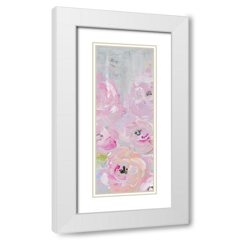 Pink Pastel Floral II White Modern Wood Framed Art Print with Double Matting by James, Nola