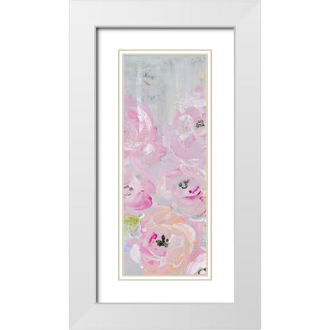 Pink Pastel Floral II White Modern Wood Framed Art Print with Double Matting by James, Nola