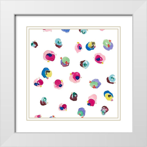 Fun Vibrant Dots White Modern Wood Framed Art Print with Double Matting by James, Nola