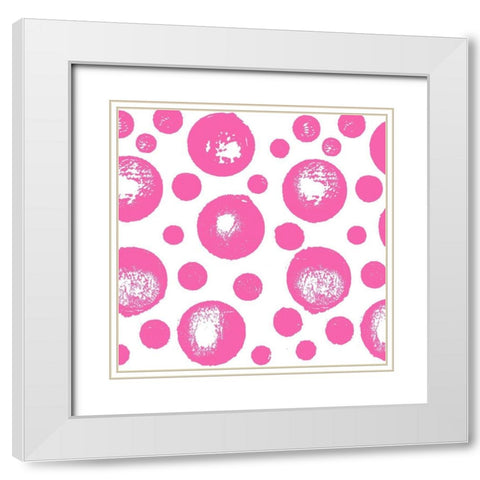 Fun Paint Bubbles Pink White Modern Wood Framed Art Print with Double Matting by James, Nola