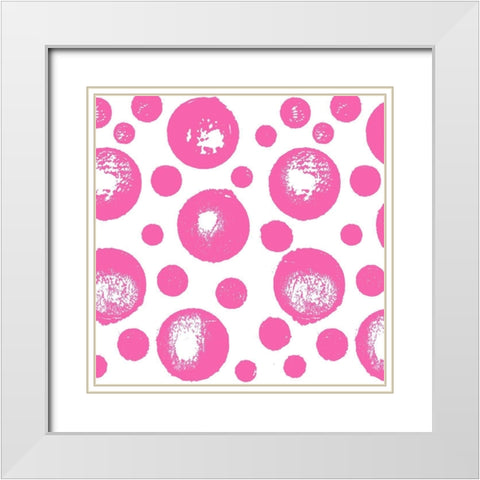 Fun Paint Bubbles Pink White Modern Wood Framed Art Print with Double Matting by James, Nola