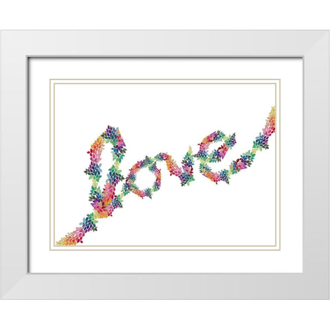 Floral Love White Modern Wood Framed Art Print with Double Matting by James, Nola