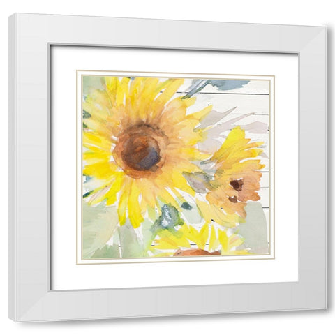 Blooming Sunflower Square V White Modern Wood Framed Art Print with Double Matting by Loreth, Lanie