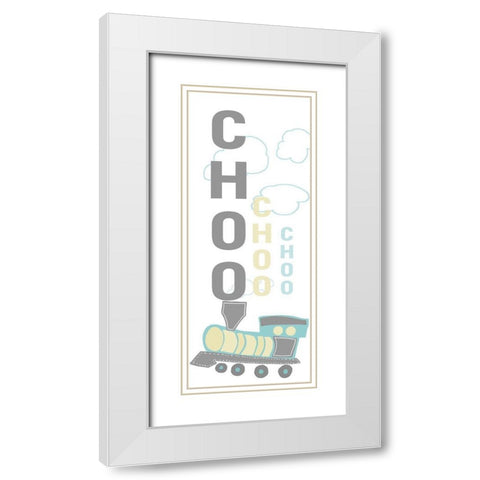 Choo Choo Train White Modern Wood Framed Art Print with Double Matting by Quach, Anna