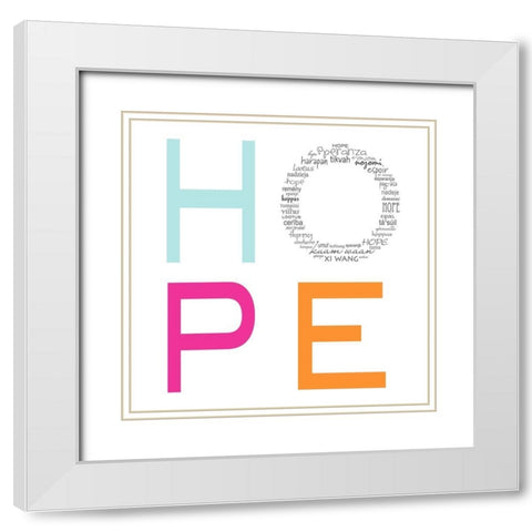 HOPE White Modern Wood Framed Art Print with Double Matting by Quach, Anna
