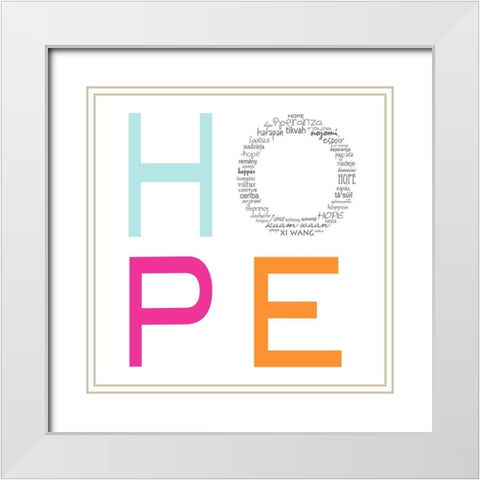 HOPE White Modern Wood Framed Art Print with Double Matting by Quach, Anna