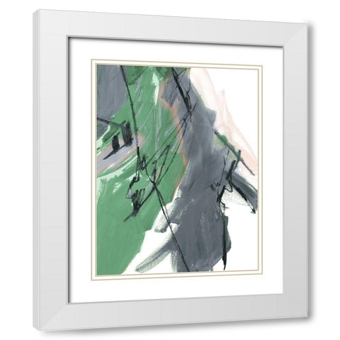 Rare Green and Gray Abstract I White Modern Wood Framed Art Print with Double Matting by Maria, Robin