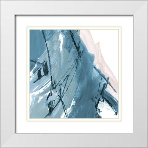 Blue on White Abstract I White Modern Wood Framed Art Print with Double Matting by Maria, Robin