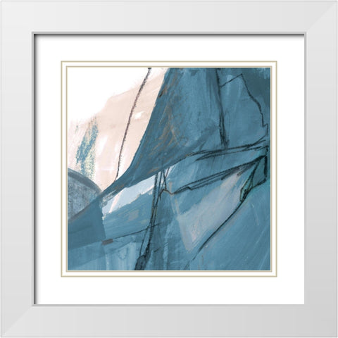 Blue on White Abstract II White Modern Wood Framed Art Print with Double Matting by Maria, Robin