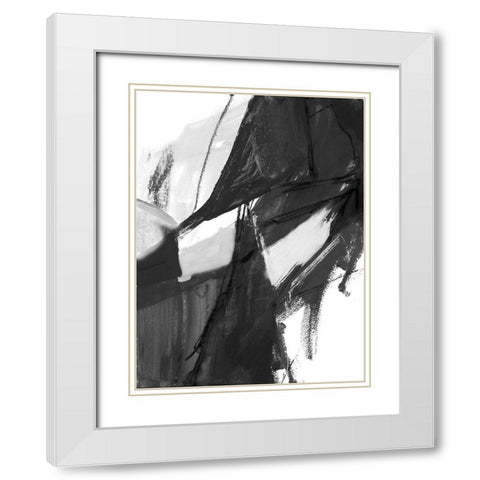 Black and White Abstract I White Modern Wood Framed Art Print with Double Matting by Maria, Robin