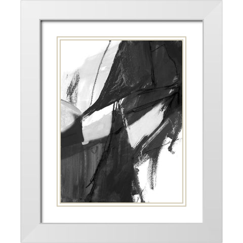 Black and White Abstract I White Modern Wood Framed Art Print with Double Matting by Maria, Robin
