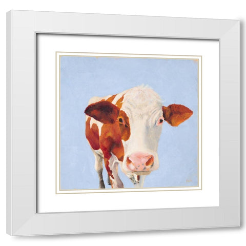 Cow Self Portrait White Modern Wood Framed Art Print with Double Matting by Green, Jenny