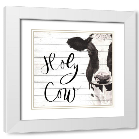 Holy Cow White Modern Wood Framed Art Print with Double Matting by Green, Jenny