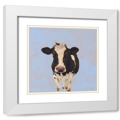 Onward Cow White Modern Wood Framed Art Print with Double Matting by Green, Jenny