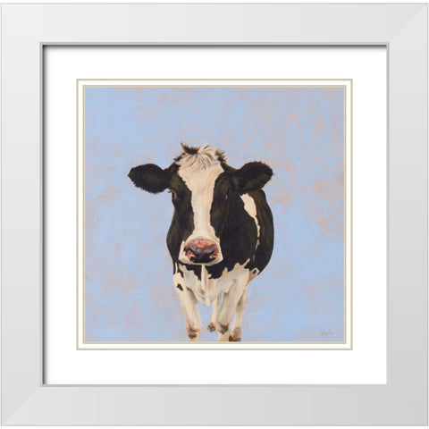 Onward Cow White Modern Wood Framed Art Print with Double Matting by Green, Jenny