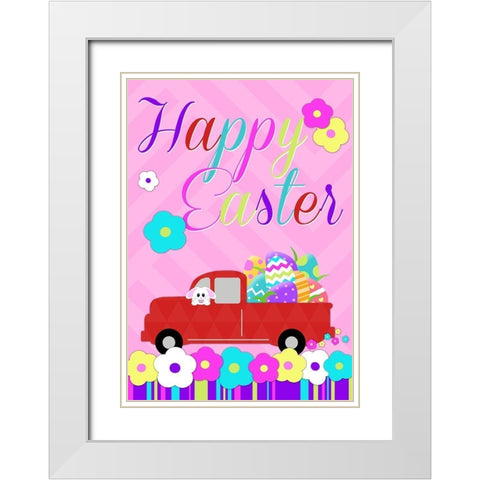 Happy Easter Ride White Modern Wood Framed Art Print with Double Matting by Quach, Anna