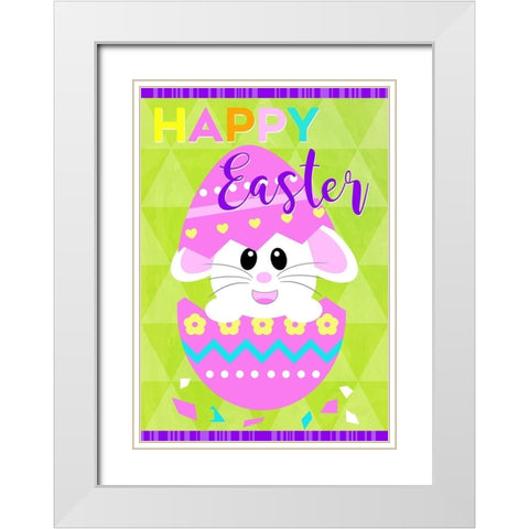 Happy Easter Bunny in Egg White Modern Wood Framed Art Print with Double Matting by Quach, Anna