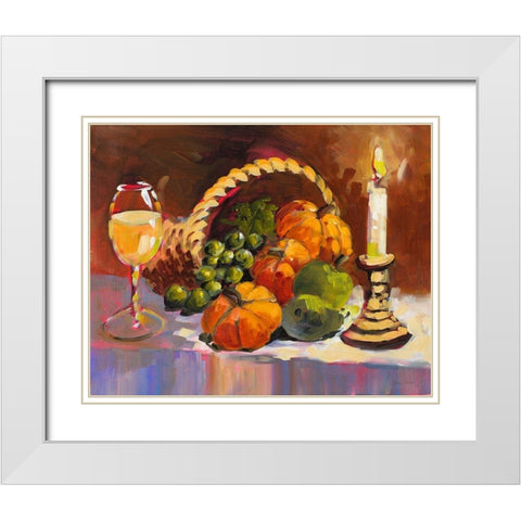 Candle Light Harvest I White Modern Wood Framed Art Print with Double Matting by Slivka, Jane