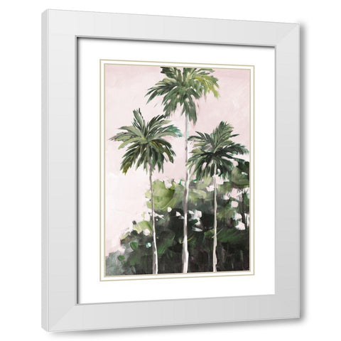 Palms Under A Pink Sky White Modern Wood Framed Art Print with Double Matting by Slivka, Jane